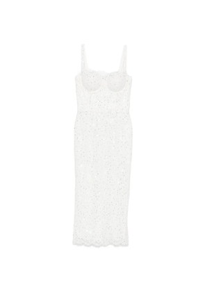 Adamaris sequin-embroidered lace-trimmed midi dress - White
