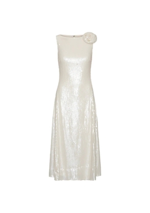 ROTATE BIRGER CHRISTENSEN sequins midi flared dress white