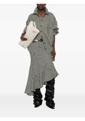 The Attico houndstooth-pattern asymmetric-hem midi skirt - White