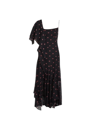 LIBEROWE floral-print ruffled asymmetric dress - Black
