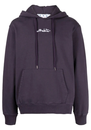 Off-White embroidered-logo cotton hoodie - Purple