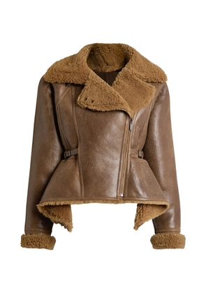 Balmain shearling peplum jacket - Brown