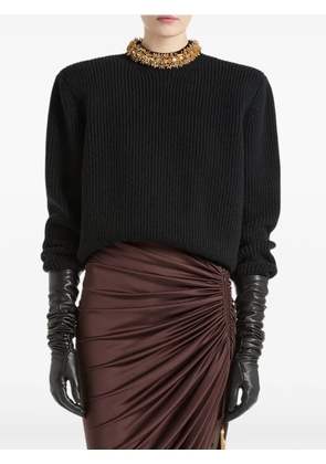 Balmain cashmere sweater with removable embroidered trim - Gold