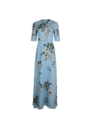 Monique Lhuillier floral-print short-sleeve dress - Blue