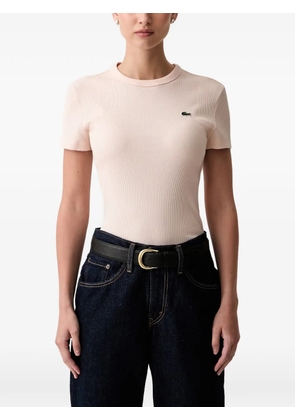 Lacoste ribbed logo-patch T-shirt - Pink