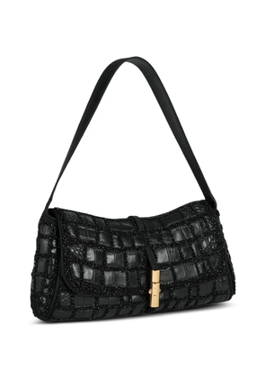 Balmain Metropolis bag in crocodile-effect leather with embroidery - Black