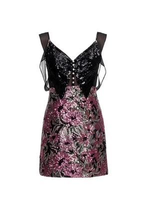 Self-Portrait sequin-embellished mini dress - Black