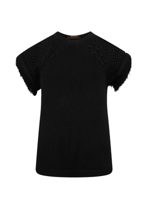 Moorer fringe-trim cable-knit sweater - Black