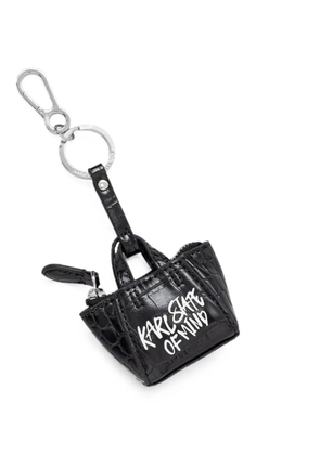 Karl Lagerfeld Jeans croc-effect logo-print keyring - Black