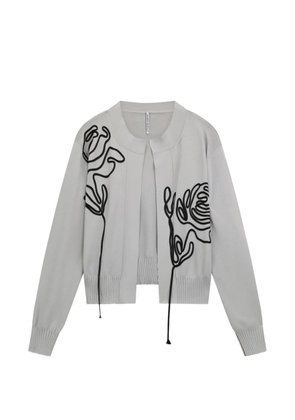 Liviana Conti Lavinia floral-embroidery open-front cardigan - Grey
