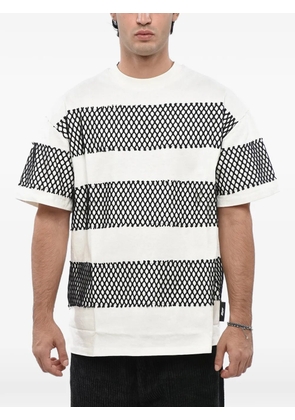 MSGM mesh-panelled striped T-shirt - White