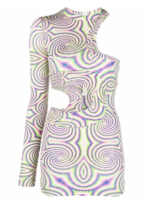 Stella McCartney spiral-print cut-out one-shoulder top - Neutrals