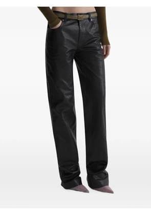 Mugler low waist masculine leather pants - Black