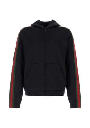 Gucci Web-stripe zip-up hoodie - Blue