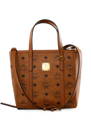 MCM Toni Visetos-print logo-plaque tote bag - Brown