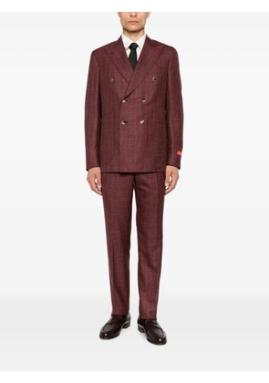 Isaia double-breasted pinstripe suit - Red
