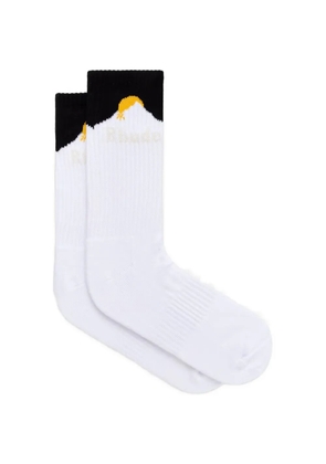 RHUDE mountain-intarsia ribbed-knit socks - White