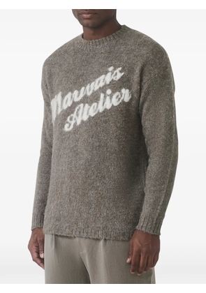 MAUVAIS logo-intarsia brushed-knit sweater - Grey