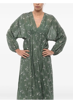 SAMSOE SAMSOE Gertrud floral-print long-sleeve midi dress - Green