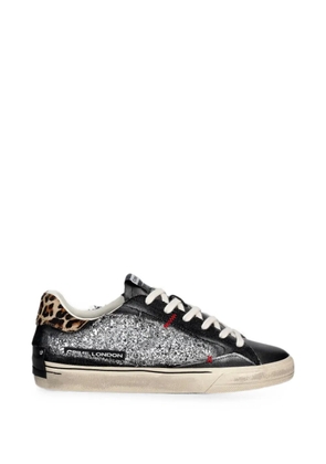 Crime London glitter-detail leopard-print sneakers - Black