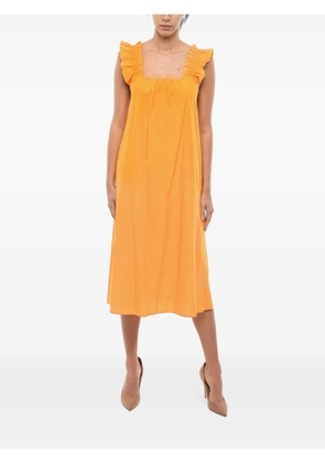 SAMSOE SAMSOE ruffled square-neck midi dress - Yellow