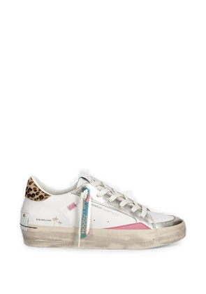 Crime London leopard-print metallic sneakers - White