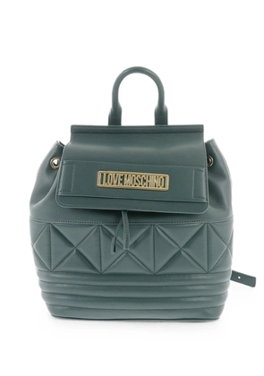Moschino quilted logo-plaque backpack - Green