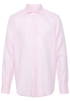 Canali spread-collar linen shirt - Pink