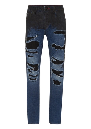 Philipp Plein Leather Pocket super-straight jeans - Blue