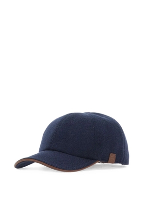 Eleventy leather-trim cashmere baseball cap - Blue
