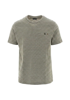 Emporio Armani striped logo-patch T-shirt - Green