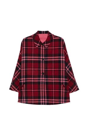 ALICIA AUDREY Clarissa check-pattern button-up reversible coat - Red
