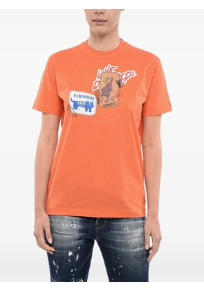 DSQUARED2 logo-print patch-detail T-shirt - Orange