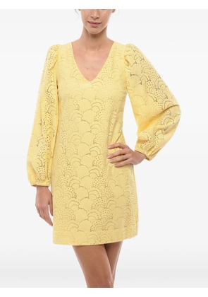SAMSOE SAMSOE ANAIN lace puff-sleeve mini dress - Yellow