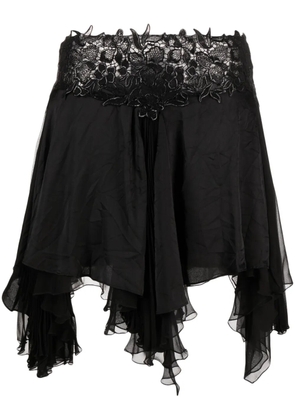 Versace asymmetric lace-waistband skirt - Black
