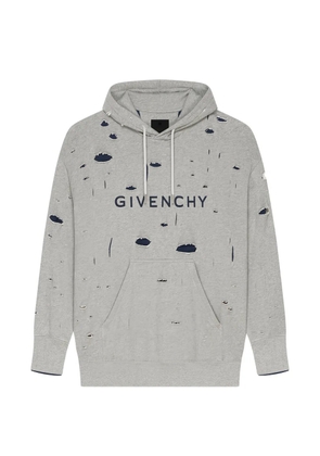 Givenchy distressed logo-print hoodie - Grey