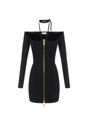 Elisabetta Franchi mini dress in knit fabric with ties - Black