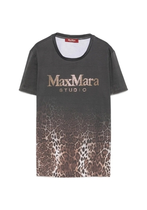 Max Mara Quieto leopard-print rhinestone-logo T-shirt - Grey