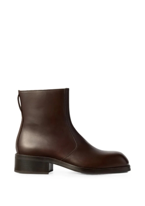LEMAIRE zipped ankle boots in shiny leather - Brown