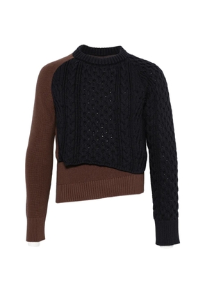 sacai cable-knit panelled sweater - Black