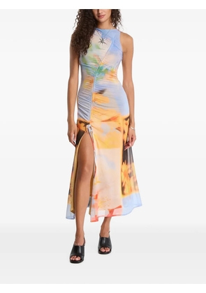 Desigual ruched floral-print midi dress - Blue
