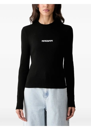 Patrizia Pepe logo-embroidered ribbed long-sleeve T-shirt - Black