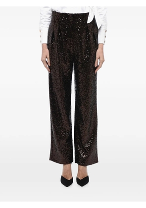 In The Mood For Love Clyde sequin-embellished wide-leg trousers - Brown