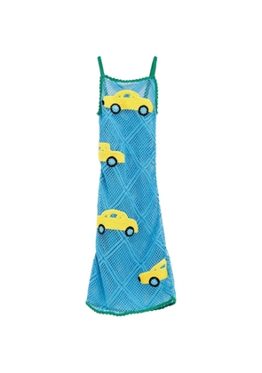 JW Anderson crochet-knit car-patch midi dress - Blue