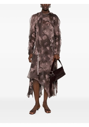 Diesel floral-print ruffled midi dress - Brown