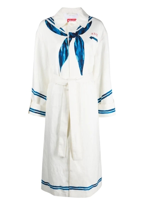 Kenzo sailor-print single-breasted coat - White