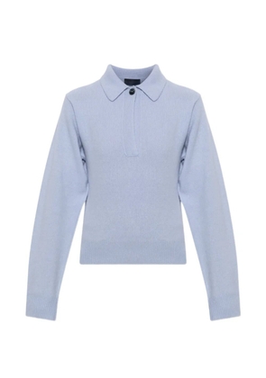 Haikure button-collar wool sweater - Blue