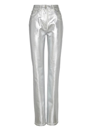 Ferragamo laminated-finish straight-leg trousers - Silver