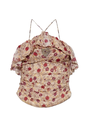 MARANT ÉTOILE Djimia ruffled floral-print top - Neutrals