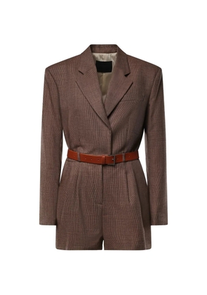 DONDUP belted check-pattern jumpsuit - Brown